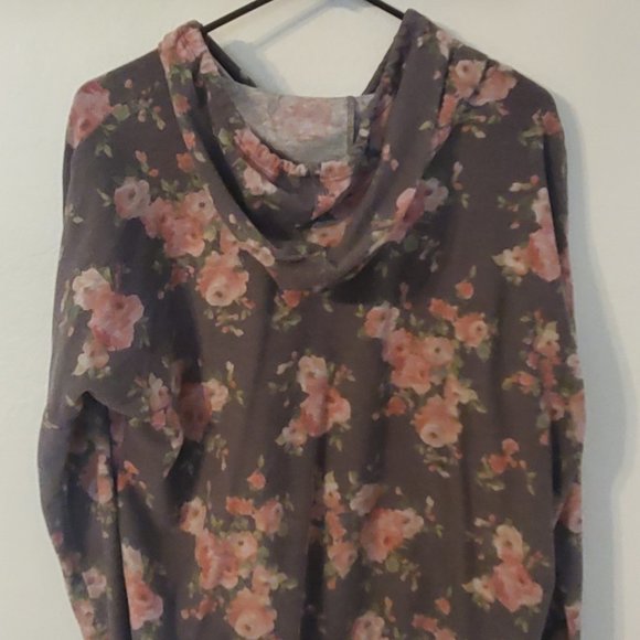 Floral sweatshirt with hoodie - Picture 4 of 5